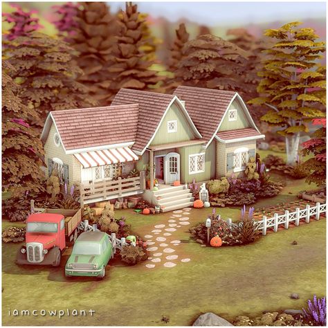 small and cozy cottage #sims4 #sims #simstagram #sims4house #sims4build #sims4legacy #sims4game #sims4housebuild #cottage #sims4creations Sims 4 Gardener House, Sims Farm, Sims 4 Cottage, Strawberry Farm, Cottage Farm, Sims Building, Old Cottage, Farm Decor, Cottage Living