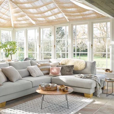 Conservatory interior ideas for a versatile space | Ideal Home Conservatory Interiors Ideas, Conservatory Sofa, Conservatory Interior, Conservatory Furniture, Corner Sofa Set, Sit Back And Relax, Lumbar Support, British Design, Corner Sofa