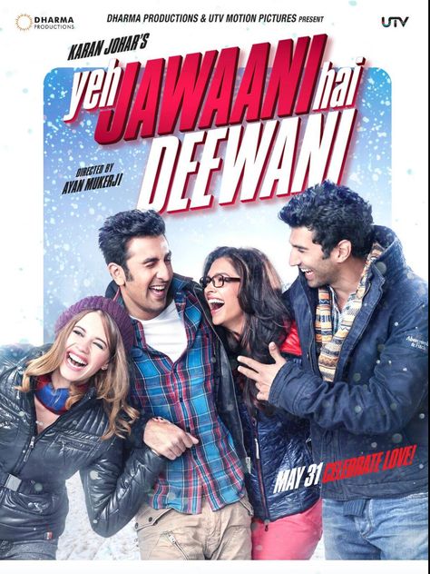 'Yeh Jawaani Hai Deewani' poster feat. Deepika Padukone, Ranbir Kapoor, Kalki, and Aditya Roy Kapoor Yeh Jawaani Hai Deewani, Bollywood Poster, Best Bollywood Movies, Bollywood Theme, Series Poster, Bollywood Posters, Sara Ali Khan, Best Friendship, Ranbir Kapoor