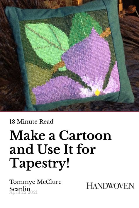 Using a cartoon for tapestry and other figurative weaving is a time-honored technique. Here's how Tommye McClure Scanlin does it. Tapestry Weaving Designs, Tapestry Weaving Cartoons, Tapestry Weaving Ideas Projects, Tapestry Weaving Tutorial, Hand Woven Tapestry, Weaving Tapestry Patterns, Tapestry Weaving Patterns, Tapestry Weaving Ideas, Woven Tapestry Art