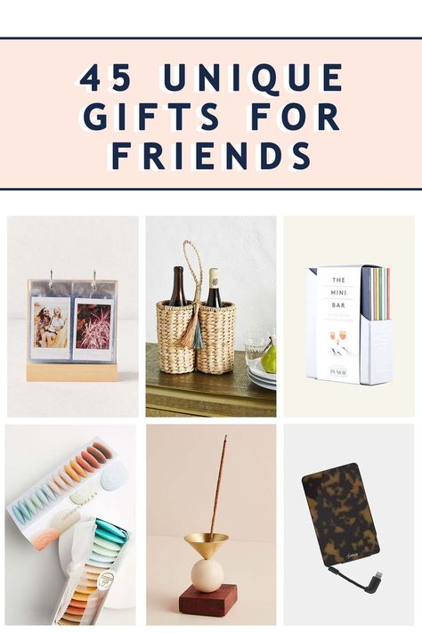 Finding the perfect gifts for friends can be hard, so we're making it easy with these 45 unique gift ideas! This list of gifts features a variety of options that are sure to fit those on your shopping list this holiday season. We know you want to pick out thoughtful gifts, and we've got you covered so you have the perfect presents for the friends in your life. #giftideas #giftguide #Christmas #holidays #presents #friends #giftsforhim #giftsforher Friendship Gifts Ideas, Unique Best Friend Gifts, Unique Gifts For Friends, Cocktail Bitters, Work Friends, Mason Jar Crafts Diy, Your Shopping List, Friend Gifts, Craft Room Organization