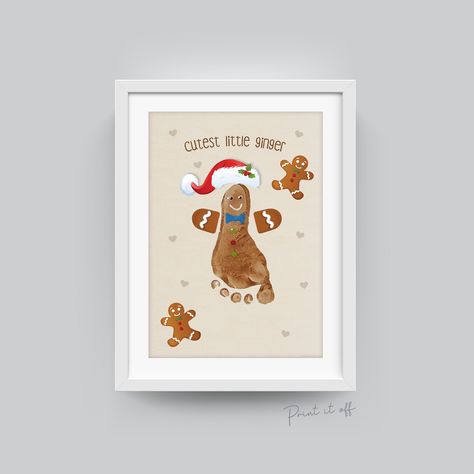 Gingerbread Footprint Art, Baby Christmas Crafts, Cute Ginger, Baby Art Projects, Footprint Crafts, Footprint Art, Handprint Crafts, Handprint Art, Kids Diy