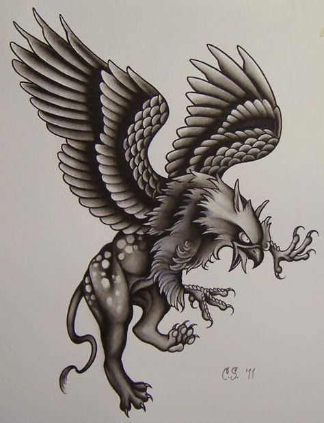 Griffon Tattoo, Griffon Art, Gryphon Tattoo, Griffin Tattoo, Persian Tattoo, Celtic Tattoos, Tattoo Project, Dark Art Drawings, Old School Tattoo