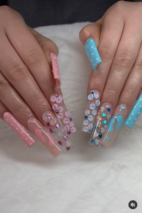 Maternity Nails, Reveal Nails, Pretty Fingernails, Boy Nails, Shower Nails, Gender Reveal Nails, Disneyland Nails, Baby Shower Nails, Acrylic Nail Designs Coffin