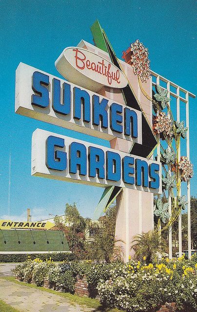 Vintage Sunken Gardens Sign, St. Petersburg, Florida St Pete Florida, Sunken Gardens, Garden Marquee, Florida Gardening, Sunken Garden, Florida Art, Tampa Bay Area, St Petersburg Florida, 4th Street