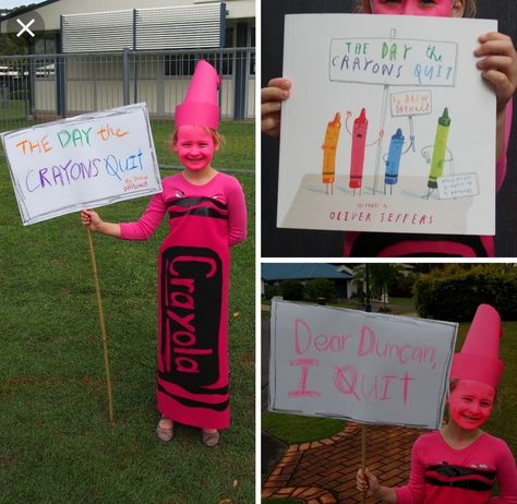 Book Week Characters, The Day The Crayons Quit, Day The Crayons Quit, Book Characters Dress Up, Crayon Costume, Book Character Day, Character Dress Up, Box Costumes, Book Character Costumes