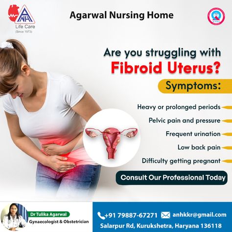 🌟 Expert Care for Uterine Fibroids with Dr. Tulika Agarwal 🌟  🌟 Take Charge of Your Health with Expert Fibroid Care 🌟  📍 Visit us at: Salarpur Rd, Kurukshetra, Haryana 136128 📲 Call us: 7988767271  #UterineFibroids #DrTulikaAgarwal #FibroidTreatment #ExpertCare #HealthAndWellness #Gynecology #bestgyne #Kurukshetra #besttreatment #visitnow #followformore #selfcare #family #motherhood Fibroid Uterus, Gynecological Problems, Frequent Urination, Pelvic Pain, Life Care, Low Back Pain, Getting Pregnant, Back Pain, Health And Wellness