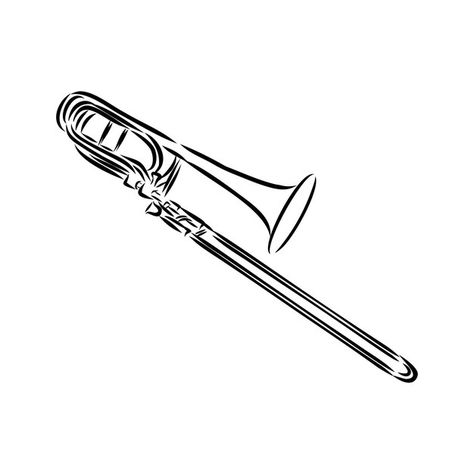 Trombone Tattoo Ideas, Fine Line Trumpet Tattoo, Simple Trumpet Tattoo, Trombone Tattoo, Trombone Wallpaper Iphone, Trombone Sketch, Trombone Aesthetic, Trombone Art, Animal Tattoo Ideas