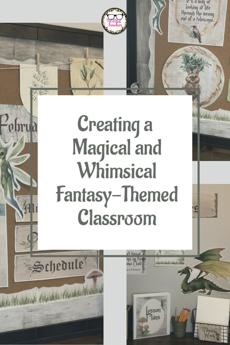 Transforming your classroom into a fantasy-themed space can be an exciting way to spark the imagination and create a magical atmosphere for your students. A fantasy-themed classroom offers a unique and playful environment that encourages creativity, engagement, and a sense of wonder. Classroom Creative Ideas, Fantasy Bulletin Board, Enchanted Forest Classroom Decorations, Magical Classroom Decor, Magic Theme Classroom Ideas, Hobbit Classroom Door, Magic Treehouse Classroom Theme, Fantasy Themed Classroom, Fairy Forest Classroom Theme