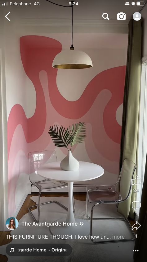 Funky Bedroom, Pink Accent Walls, Wall Murals Diy, Retro Bedrooms, Bedroom Wall Designs, Bedroom Murals, Wall Murals Painted, Wall Paint Designs, Room Makeover Inspiration