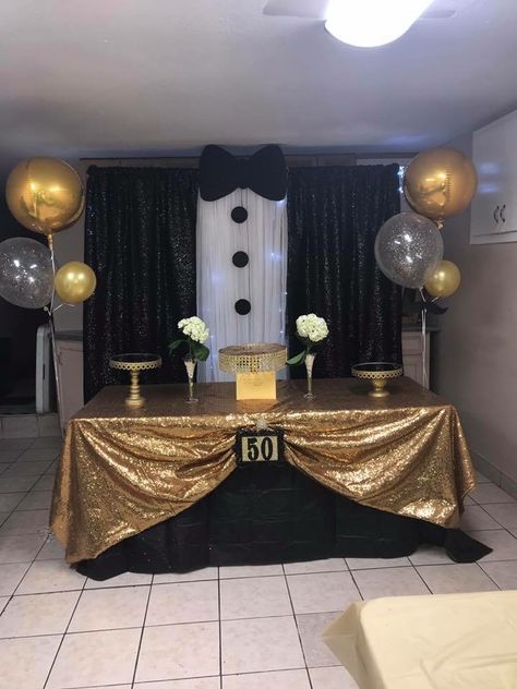 Elegant Male Birthday Party Ideas, Male Birthday Party Ideas Decoration, Male Party Decorations, Male 50th Birthday Party Ideas For Men, Male Birthday Party Ideas, Hero Decorations, 50th Birthday Backdrop, 50th Birthday Party Ideas For Men, Birthday Decorations For Men