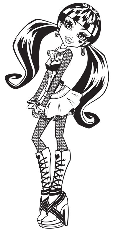 Draculaura. Basic. BW Artworks Draculaura Coloring Page, Monster High Coloring Pages Draculaura, Bratz Coloring Pages Aesthetic, Monster High Tattoo, Bleach Stencil, Monster High Coloring Pages, Monster High Frankie, Manga Coloring Book, Monster Coloring Pages