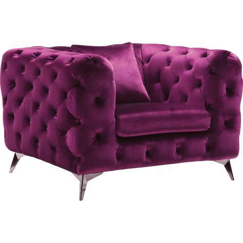 Dynamic Home Decor - Atronia Accent Chair in Tufted Purple Fabric