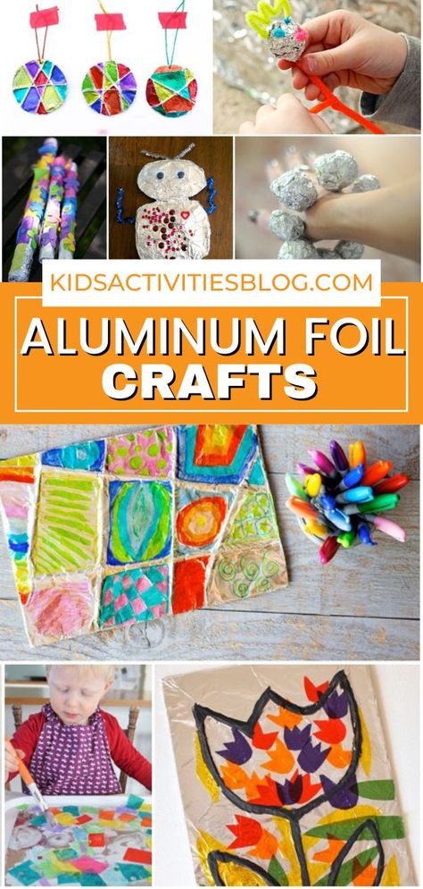 30 Sparkly & Easy Aluminum Foil Crafts. Who knew foil crafts could be so cool? I would have never guessed you could make so many amazing arts and crafts with aluminum foil. These tin foil crafts are great for kids of all ages: toddlers, preschoolers, kindergarten kids and older kids too. You can do these crafts at home or they would also be great for in the classroom! Tin Foil Crafts, Foil Crafts, Aluminum Foil Crafts, Tin Foil Art, Crafts At Home, Preschool Art Projects, Aluminum Foil Art, Fish Crafts, Tin Foil