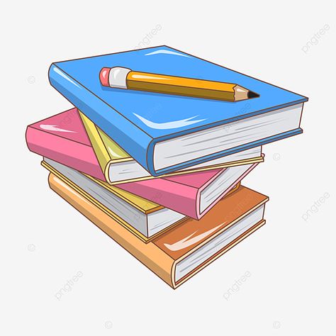 Books And Pencils Background, Book Clip Art Image, Book Clipart Aesthetic, Pictures Of Books Image, Books Pictures Aesthetic, Books Cartoon Image, Cute Objects Aesthetic, Book Images Pictures, Pencils Aesthetic