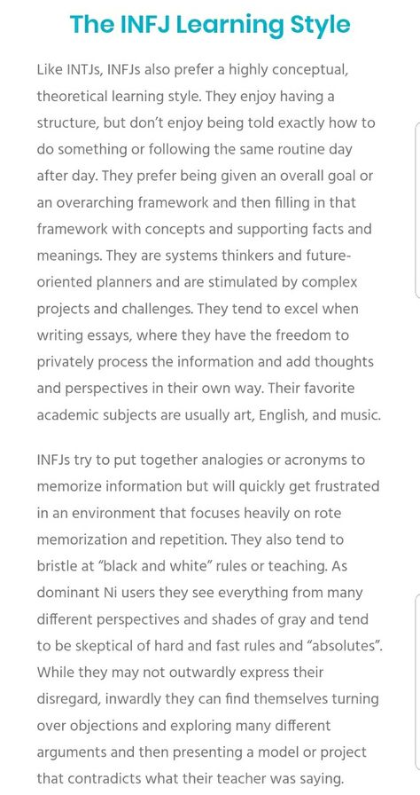 Infj learning style Infj Enneagram Four, Infj Styles, Infj Teacher, Infj Fashion, Infj Style, Infj Thoughts, Infj Traits, Infj Things, Infj Psychology