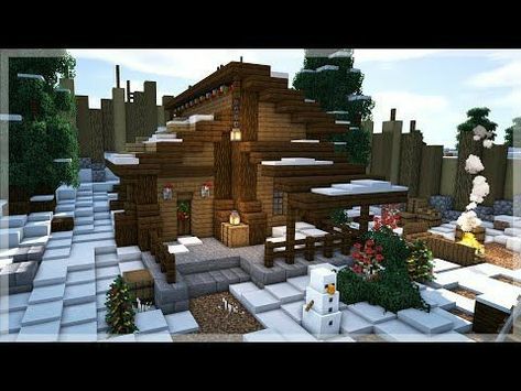 Minecraft Holiday, Minecraft Log Cabin, Mincraft Bulds, Winter Log Cabin, Cottage Blueprints, Minecraft Cabin, Cabin Resort, Minecraft Garden, Minecraft Steampunk