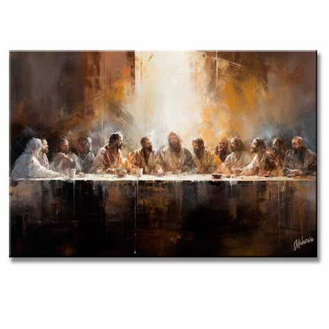 Ideas Para Cuadros, Last Supper Painting, Last Supper Art, The Last Supper Painting, Jesus Last Supper, Artwork Interior, Jesus Wall Art, Jesus Drawings, Space Artwork