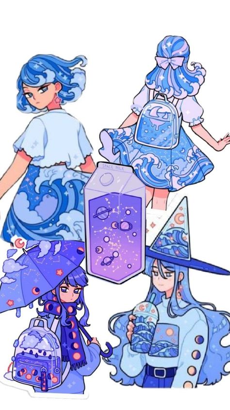 Soda Character Design, Blue Girl, Character Design, Anime, Blue, Design