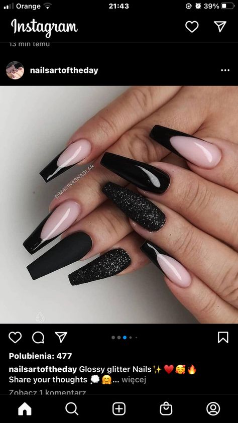 Easy Toe Nail Art, Black Glitter Nails, Toe Nail Art Designs, Black And Nude Nails, Nail Art Designs For Beginners, Black Ombre Nails, Shiny Nails Designs, Black Nails With Glitter, Unghie Sfumate