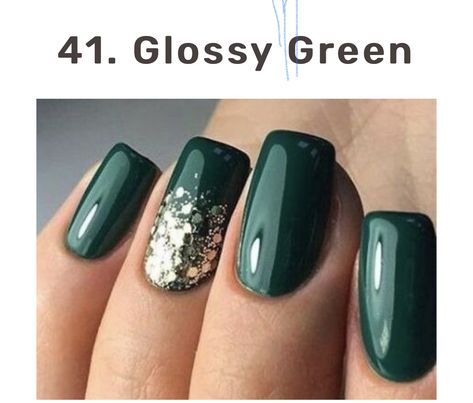 Forest Green Wedding Nails For Bride, Hunter Green Wedding Nails, Green Wedding Nails Bridesmaid, Springbok Nails, Wedding Nails For Bride Green, Green Wedding Nails For Bride, Green And Rose Gold Nails, Hunter Green Nails, Color Manicure