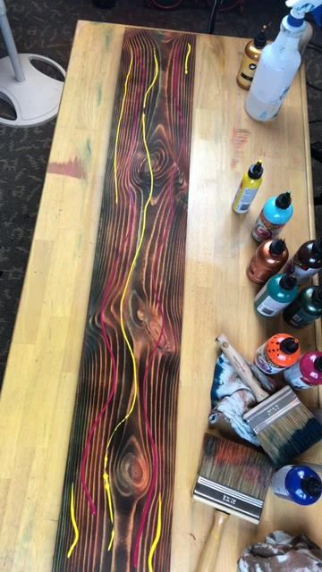 How To Burn Wood Grain then Stain with Unicorn SPiT! | By Michelle Nicole’s : ARTiSTiC ViVATiONS | Facebook How To Burn Wood, Unicorn Spit Stain, Burnt Wood Finish, Burn Wood, Burled Wood Furniture, Wood Burning Techniques, Diy Paint Projects, Burned Wood, Unicorn Spit