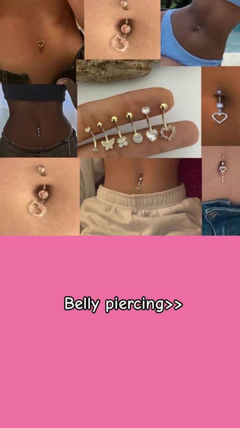 Belly piercing ideas Belly Button Piercing Types, Stomach Piercings Belly Rings, Belly Piercing Ideas, Dream Piercings, Cute Belly Rings, Belly Piercings, Cute Promise Rings, Cute Nose Piercings, Bellybutton Piercings