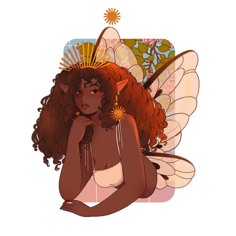 Sun Fairy, Portrait Practice, Afro Art, Fairy Art, Art Reference Photos, Fantasy Character Design, Pretty Art, Artist Art, Cartoon Art