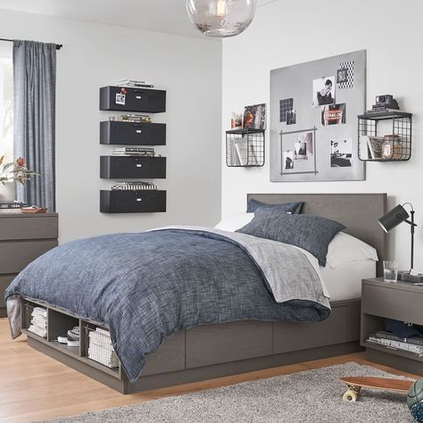 Bowen Storage Bed | Pottery Barn Teen Pedestal Bed, Platform Bed Storage, Storage Bed Queen, Teenage Boy Room, Storage Platform Bed, Bed Full, Teen Boy Room, Storage Platform