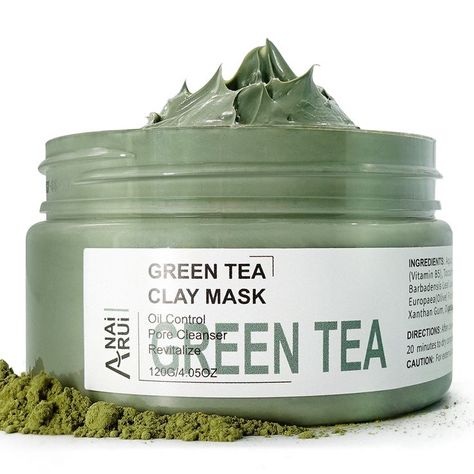 Clay Mask Benefits, Face Clay, Green Tea Face Mask, Green Tea Facial, Face Mask For Blackheads, Face Pores, Pore Minimizer, Blackhead Mask, Green Tea Mask