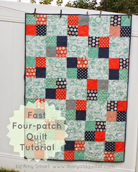 Beginner Quilt Patterns Free, Twin Quilt Pattern, Baby Quilt Patterns Easy, Kid Quilts Patterns, 4 Patch Quilt, Charm Pack Quilt Patterns, Diary Of A Quilter, Boys Quilt Patterns, Charm Square Quilt