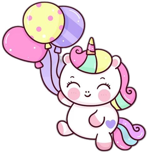 Unicorn Cartoon, Kawaii Clipart, Animated Cartoon Characters, Baby Unicorn, Bullet Journal Design Ideas, Cute Unicorn, Journal Design, Birthday Balloons, Cartoon Characters