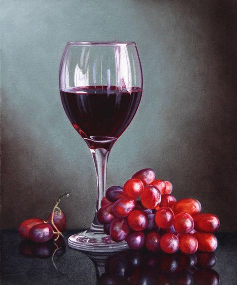 Grapes Still Life, Wine And Grapes, Still Life Pictures, Glass Of Red Wine, Wine Painting, Still Life Images, Wine Photography, Glass Paintings, Oil Painting Tutorial