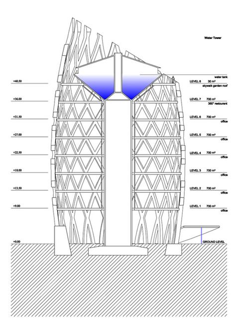 Concrete Water Tower / Giuseppe Occhipinti | ArchDaily Water Tank Design, Structural Engineer, Ancient Greek City, Tower Design, Water Bodies, Tank Design, Design Drawings, Water Storage, Water Tower