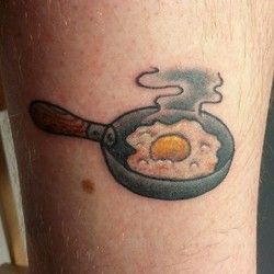 Fried Egg Female Chef Tattoo, Egg Tattoo, Chef Tattoo, J Tattoo, Food Tattoos, Traditional Style Tattoo, Foodie Art, Female Chef, Symbolic Tattoos