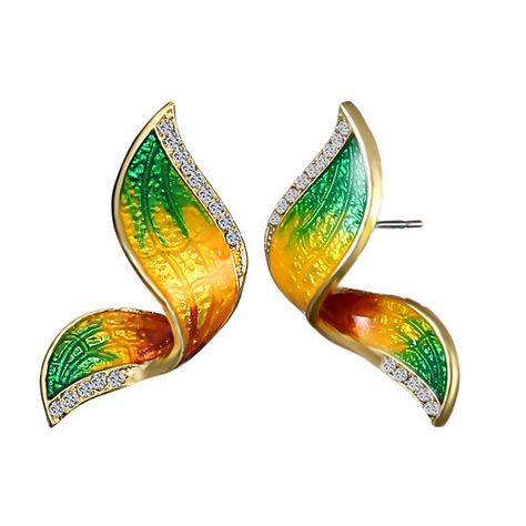 Wholesale Ear Post Stud Earrings Gold Plated Green Butterfly Wing Clear Rhinestone Enamel 25mm(1") X 17mm( 5/8"), 1 Pair from China Supplier – 8seasons.com Colored Butterfly, Mountain Jewelry, Enamel Stud Earrings, Earrings Butterfly, Butterfly Wing Earrings, Rhinestone Material, Twisted Metal, Stud Earrings Gold, Butterfly Wing