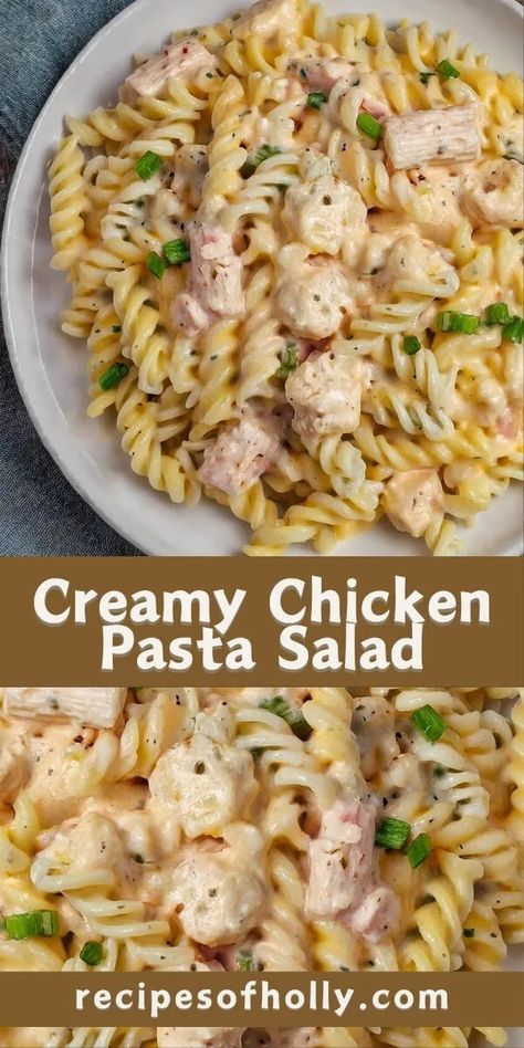 Creamy Chicken Pasta Salad Cold Pasta Salad With Chicken, Creamy Chicken Pasta Salad, Pasta Chicken Salad, Healthy Chicken Pasta Salad, Cold Chicken Pasta Salad, Acid Reflux Friendly Recipes, Pasta With Mayonnaise, Light Dinners, Creamy Chicken Pasta Recipes