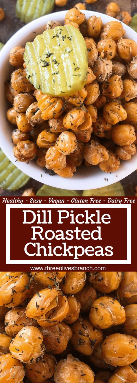 Food For Entertaining, Pickle Brine, Healthy Appetizer, Chickpea Recipes, Vegan Appetizers, Roasted Chickpeas, Garbanzo Beans, Dill Pickle, Healthy Appetizers