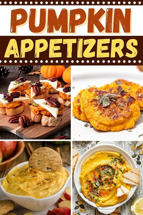 Try these pumpkin appetizers for a true taste of fall! From pinwheels to dip to biscuits and fritters, these bites are the perfect way to enjoy pumpkin all year round. Pumpkin Appetizers Easy, Pumpkin Appetizer Recipes, Appetizers For Fall, Pumpkin Appetizers, Pumpkin Fritters, Pumpkin Snack, Pumpkin Cravings, Sweet Appetizer, Halloween Pumpkin Carving