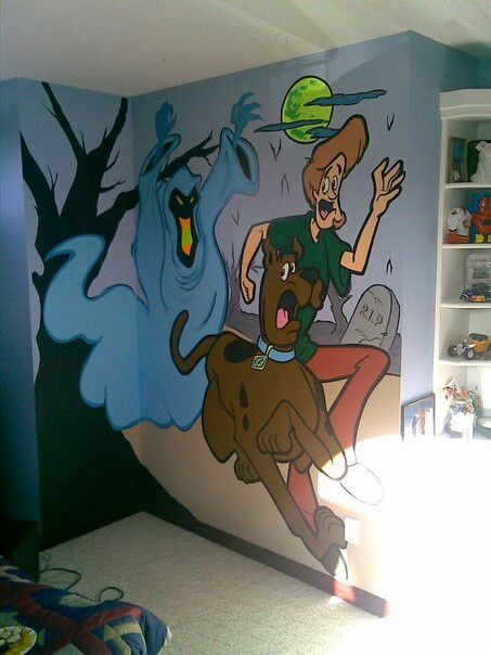 Glow on the dark scooby doo mural Scooby Doo Bathroom, Scooby Doo Bedroom Ideas, Scooby Doo Art Trippy, Scooby Doo Room Decor, Scooby Doo Stuff, Scooby Doo Decor, Scooby Doo Nursery, Scooby Doo Bedroom, Scooby Doo Room