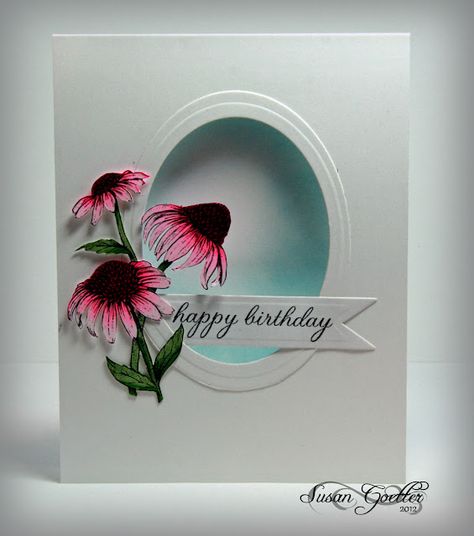 Susan Goetter Happy Birthday Susan, Butterfly Cards, Birthday Flowers, Card Tags, Floral Cards, Creative Cards, Simple Cards, Flower Cards, Cute Cards