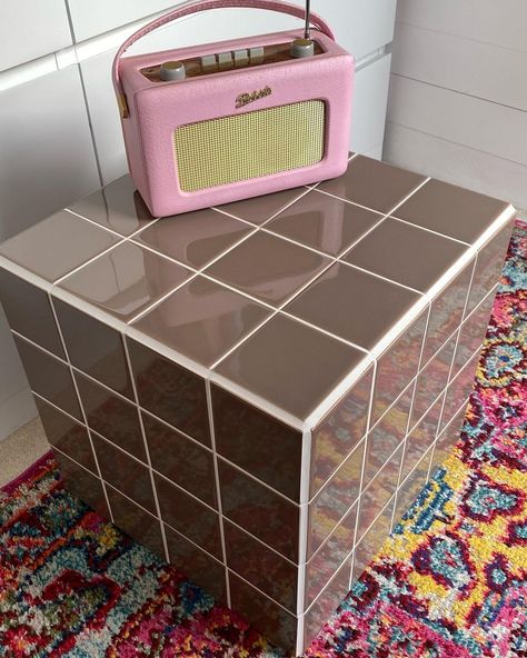 Farye And Square on Instagram: “Meet Mocha 🤎 . . . . . #tileddesign #tiledcube #interior #tiledgoods #tiletable #checkerboard #handmade #custommade #cubedinteriors…” Tiled Furniture, Tile Table, Table Square, Mocha, Decorative Boxes, Ceramics, Square, On Instagram, Furniture