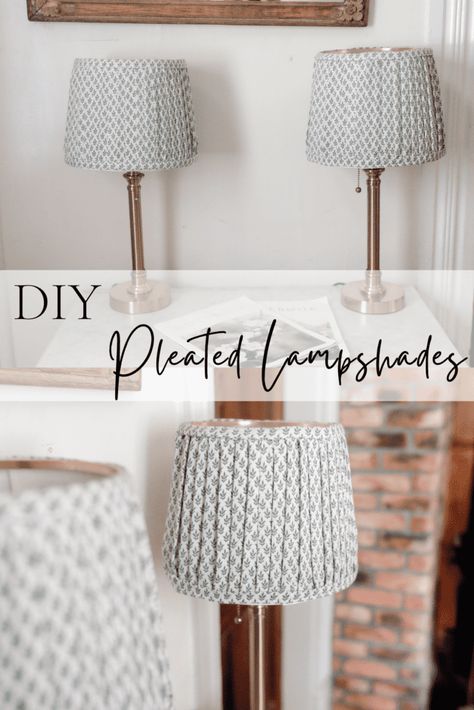 Learn how to make DIY pleated lampshades using hot glue! This easy tutorial will take your plain lampshade and table lamps and turn them into beautiful statement pieces. #FarmhouseonBoone #DIY #Pleatedlampshades #DIYpleatedlampshades Farmhouse Lampshade, Farmhouse On Boone, Diy Mason Jar Lights, Farmhouse Projects, Make A Lampshade, Pleated Lamp Shades, Custom Lamp Shades, Farmhouse Table Lamps, Thrift Store Diy