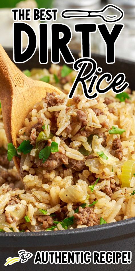 Dirty Rice Best Dirty Rice Recipe, Dirty Rice Recipe Easy, Rice Recipes Side, Rice Dishes Recipes, Dirty Rice Recipe, Recipes Ground Beef, Rice Side Dish Recipes, Cajun Dishes, Dirty Rice