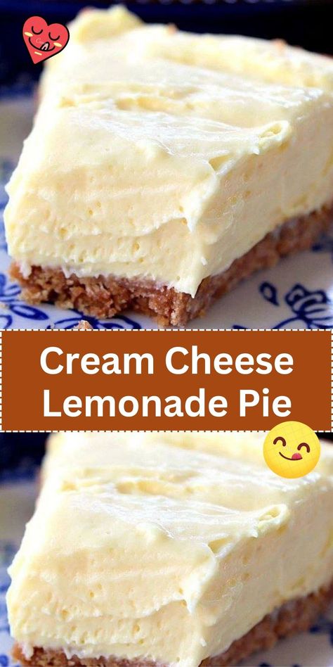 Cream Cheese Lemonade Pie, Desserts Lemon, Pie Homemade, Flavored Cream Cheeses, Lemonade Pie, Creamy Pie, Cream Cheese Pie, Lemon Pudding, Bake Dessert