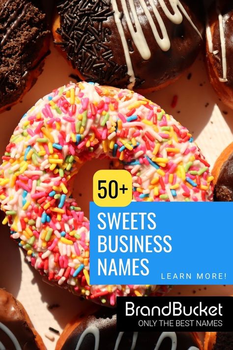 In search of amazing Sweets Business Name? You’ve come to the right place! Check out premium business names and get a domain to match! Dessert Business Names, Dessert Business Name Ideas, Dessert Business Name Ideas catchy, cake shop names, Candy Shop Business, candy shop names ideas, names for candy shop, name of candy shop, premium domain names, business name generator, business names Dessert Business Names, Ice Cream Shop Names, Business Name Ideas Catchy, Cake Shop Names, Names Of Candy, Sweets Business, Dessert Business, Sweet Business, Bakery Names