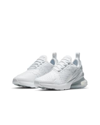 Nike's first lifestyle Air Max shoe is everything you imagined with the Nike Air Max 270. What we love most (for obvious reasons): the BIG, bold wraparound 270 Air unit to showcase our greatest technology everywhere you go. Shown: White/Metallic Silver/White Style: 943345-103 White 270s, Shoes 270, Air Max Shoe, Air Max 93, Nike Air Max White, Air Max 180, White Nike Shoes, Air Max Shoes, Nike Shoes Air Max