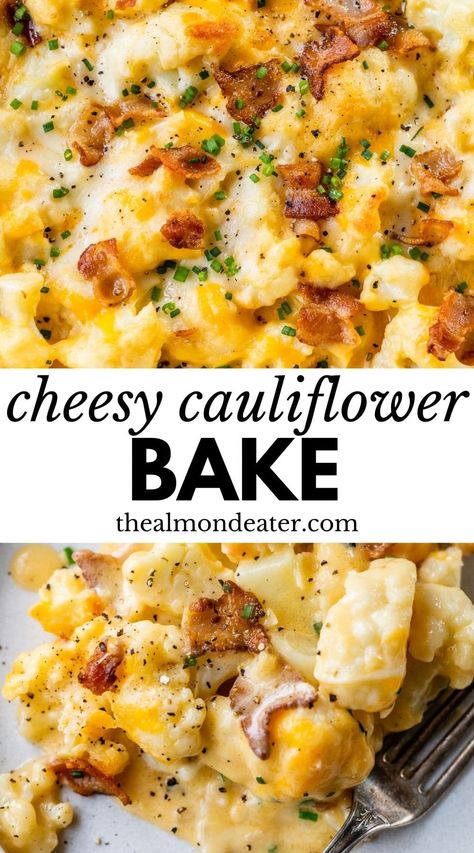 Cheesy Cauliflower Bake, Cauliflower Bake, Avocado Dip, Cheesy Cauliflower, Baked Cauliflower, Cheesy Recipes, Losing 40 Pounds, Cooked Veggies, Best Side Dishes