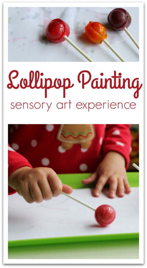 Painting with Lollipops - 5 Senses Art! - No Time For Flash Cards Lollipop Activities For Preschoolers, 5 Senses Science Activities, Lollipop Activities, 5 Senses Art, 5 Senses Activity, Lollipop Painting, 5 Senses Craft, Kids Learning Activities Preschool, Senses Activity