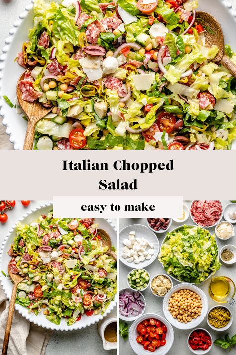 Crunchy Veggies, Herb Dressing, Grilled Artichoke, Chopped Salad Recipes, Italian Chopped Salad, Salad Toppings, Italian Salad, Lemon Herb, Creamy Cheese